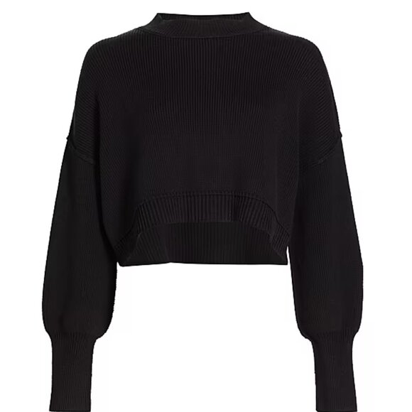 NEW FREE PEOPLE Easy Street Cropped Sweater in black 1225 3t0 - Picture 2 of 15